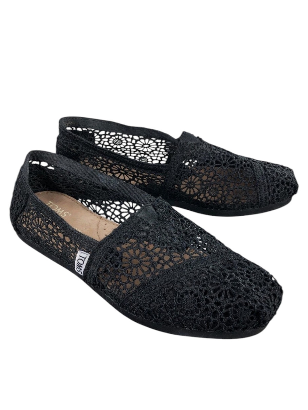 TOMS Women's Black Alpargata Classic Crochet Shoes